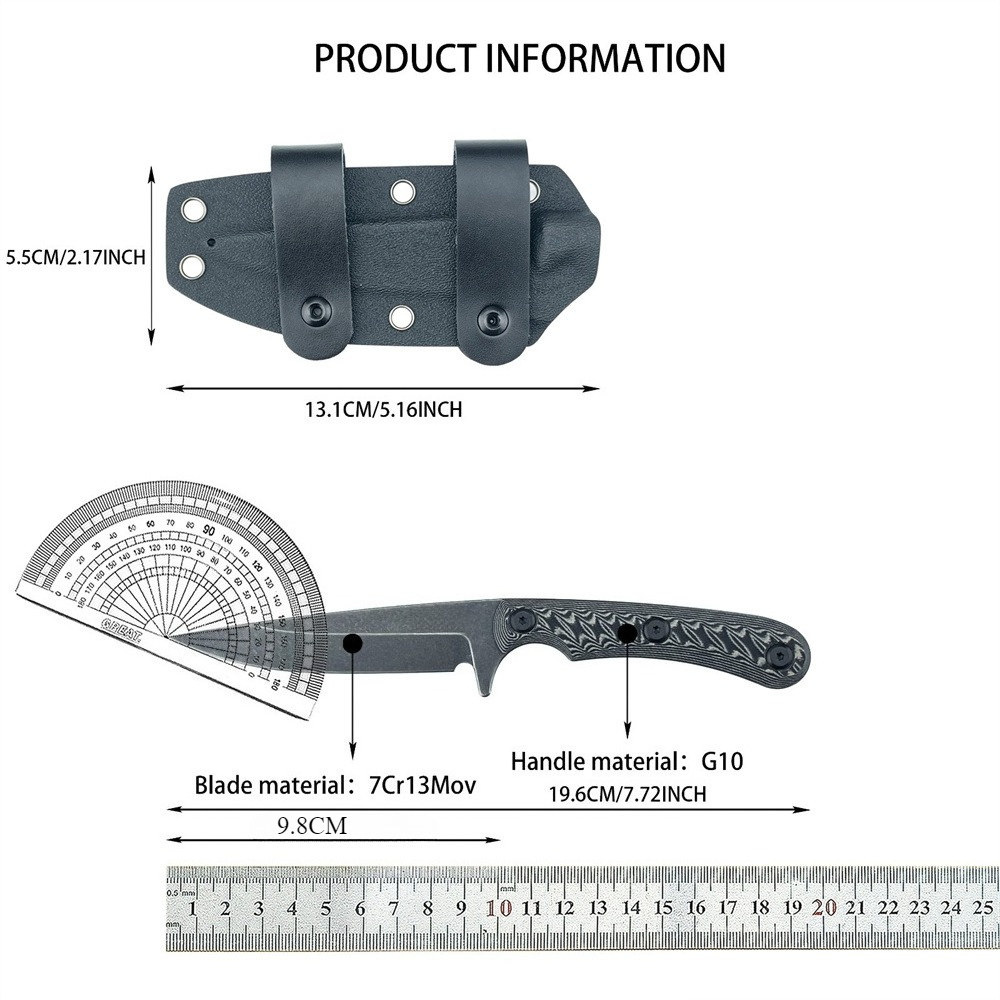 Edc Carry Fixed Blade Knife - Pisau Fixed Blade Full Tang dengan